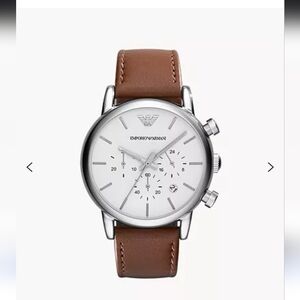 Emporio Armani Brown Leather Strap Watch
